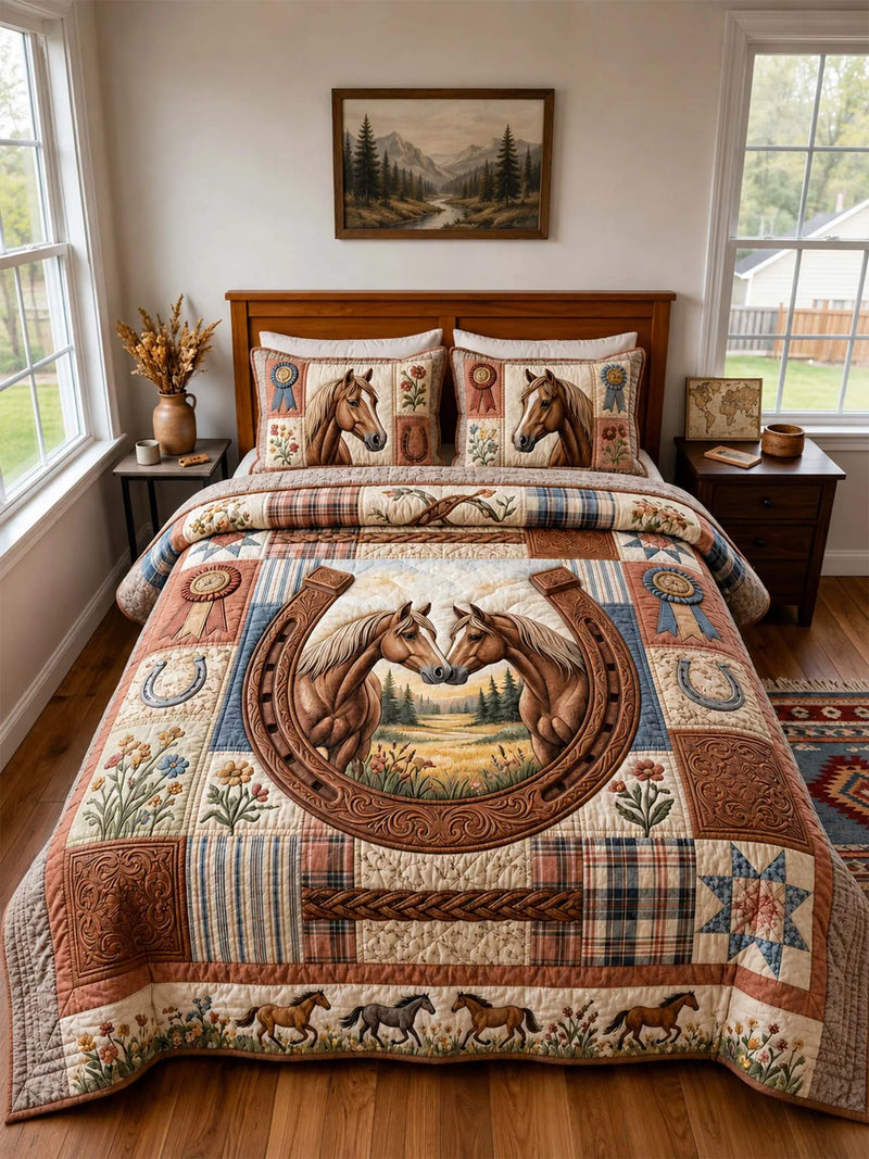 Western horse Breeze 3-Piece Quilted Bedding Set
